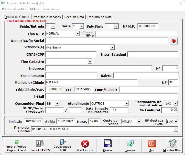 Imagem do emissor de notas fiscais